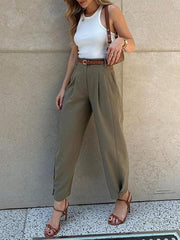 Pants with High Waist and Pockets