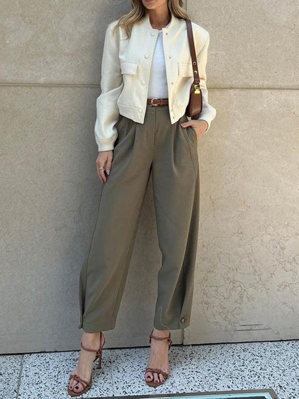 Pants with High Waist and Pockets