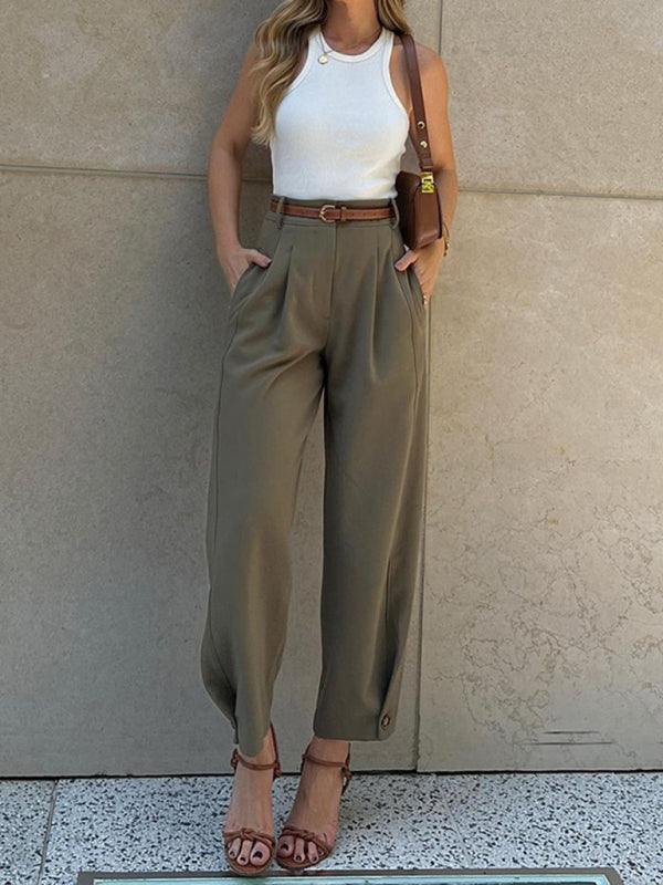 Pants with High Waist and Pockets