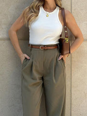 Pants with High Waist and Pockets