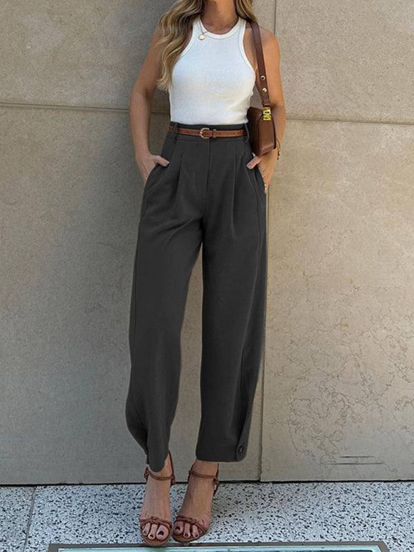 Pants with High Waist and Pockets