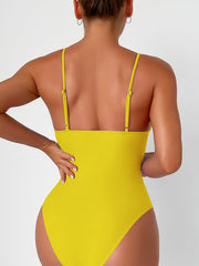 Solid Color One Piece V-Neck Swimsuit in 8 Colors S-XXL