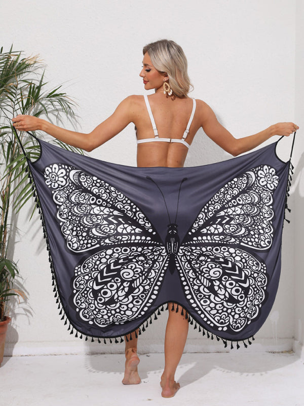 Butterfly Print Beach Cover Up