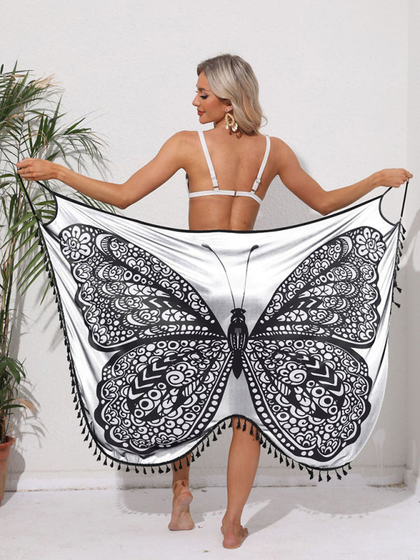 Butterfly Print Beach Cover Up