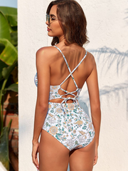 Maillot de bain une pièce bohème avec lien dans le dos