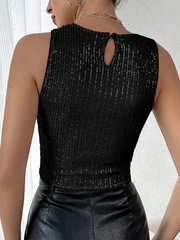 Sequined Sleeveless Crop Top