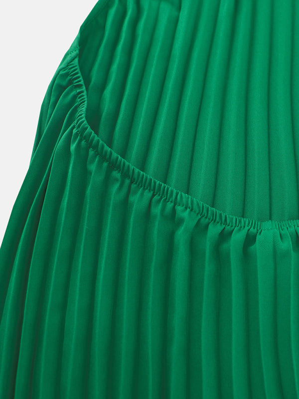 Elegant Open Back Sleeveless Pleated Maxi Dress