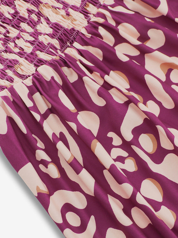 Sleeveless Printed Maxi Dress with Ruffled Shoulder Straps