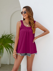 Pleated Loose Fit Sleeveless Tank Top