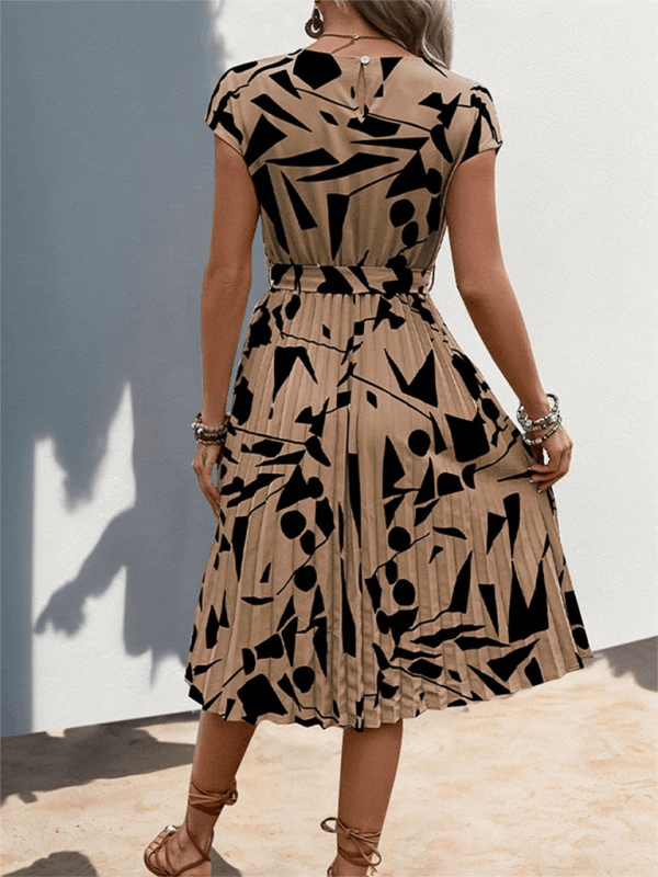 Sleeveless Printed Pleated Midi Dress