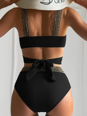 Bikini taille haute à bretelles croisées