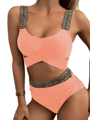Bikini taille haute à bretelles croisées