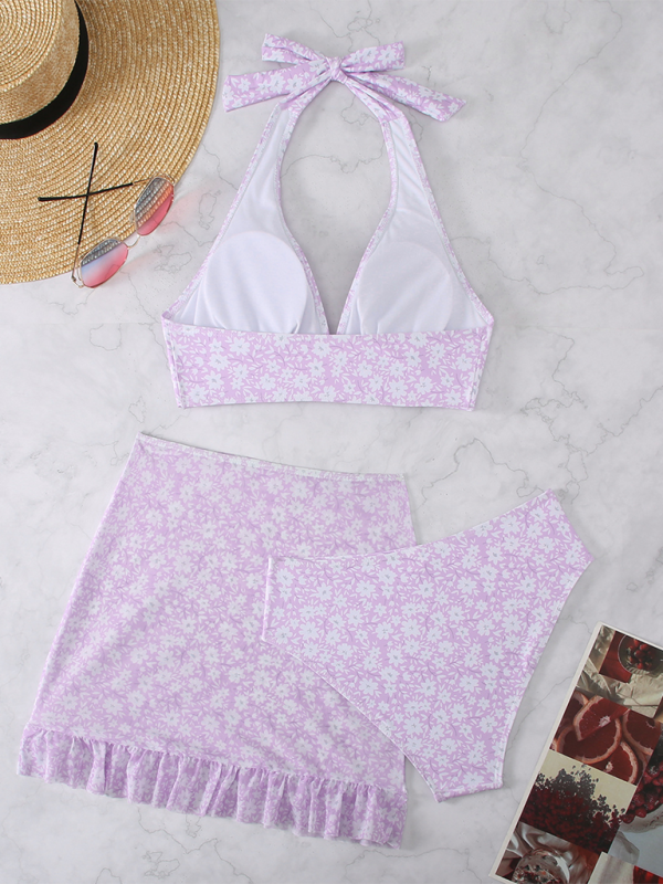 Dreiteiliges Bikini-Set mit Blumenmuster