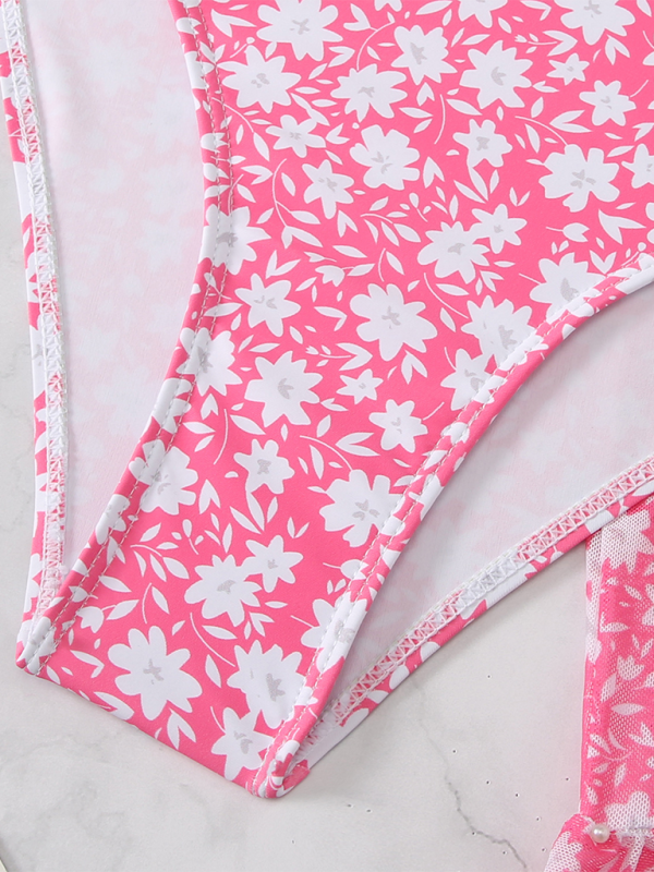 Dreiteiliges Bikini-Set mit Blumenmuster