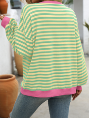 Striped Round Neck Long Sleeve Sweatshirt