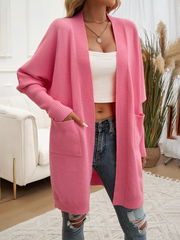 Long Sleeve Knee-Length Cardigan with Pockets