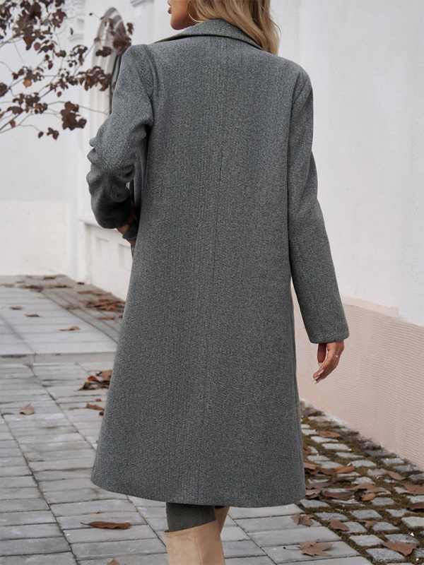 Tweedmantel mit Revers und Taschen