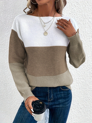 Langarmpullover mit Rundhalsausschnitt und Colorblock-Muster