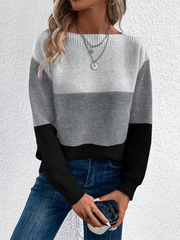 Langarmpullover mit Rundhalsausschnitt und Colorblock-Muster