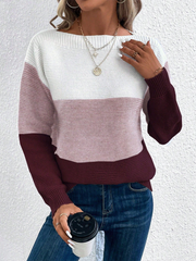 Langarmpullover mit Rundhalsausschnitt und Colorblock-Muster