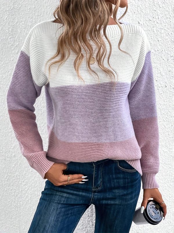 Langarmpullover mit Rundhalsausschnitt und Colorblock-Muster