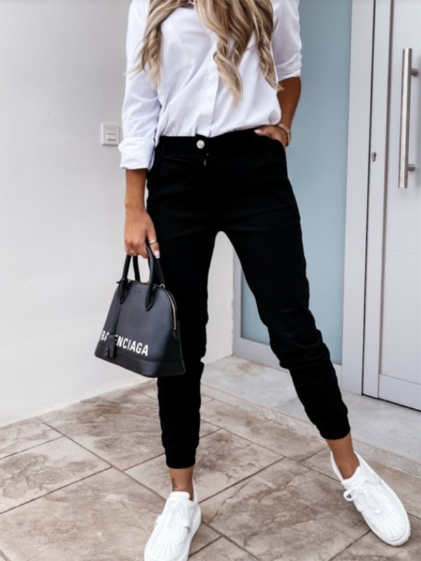Slim-Fit Cuffed Pants with Pockets