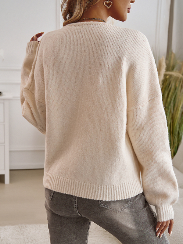 Solid Colour Bow-Tie Knit Cardigan