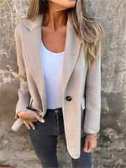 Buttoned Solid Colour Tweed Jacket