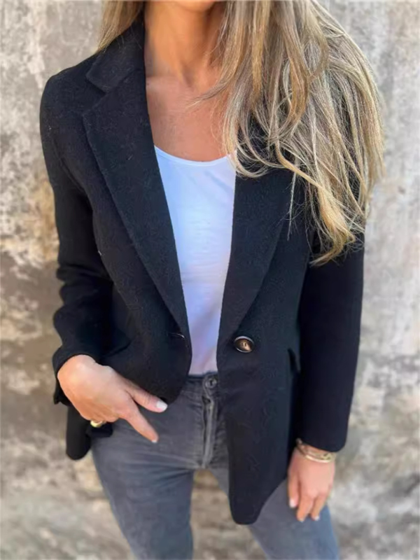 Buttoned Solid Colour Tweed Jacket