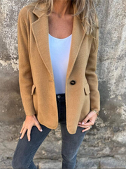Buttoned Solid Colour Tweed Jacket