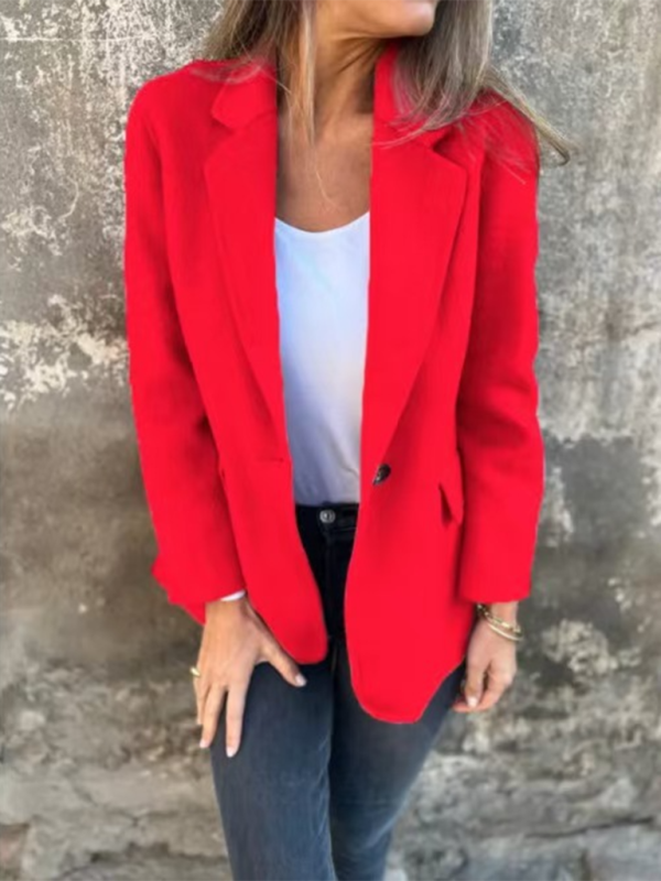 Buttoned Solid Colour Tweed Jacket