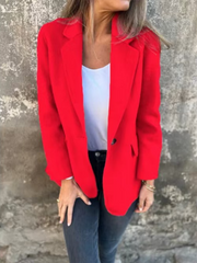 Buttoned Solid Colour Tweed Jacket