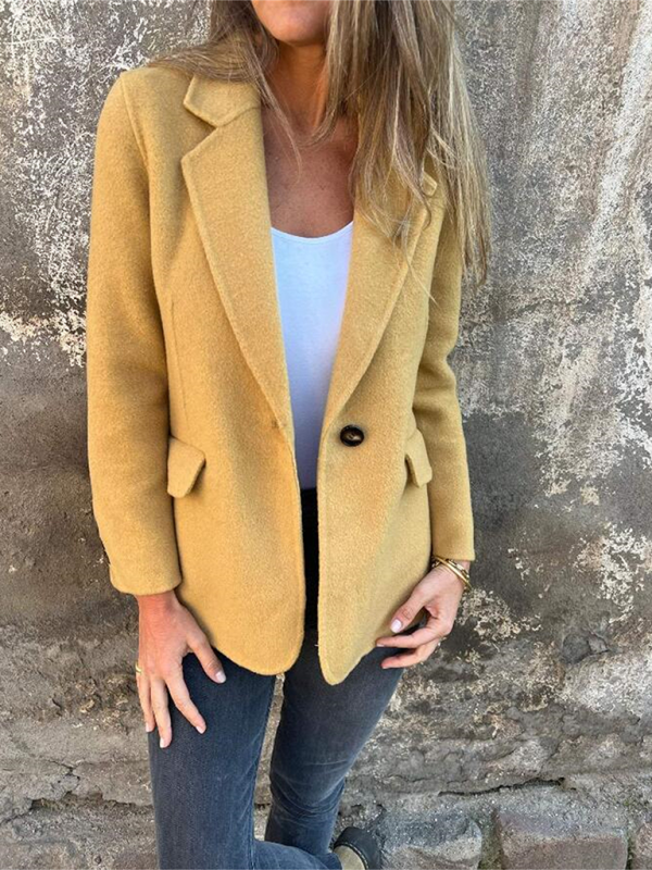 Buttoned Solid Colour Tweed Jacket