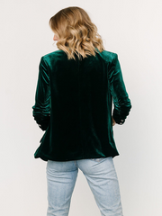 Velvet Blazer with Lapel and Pockets