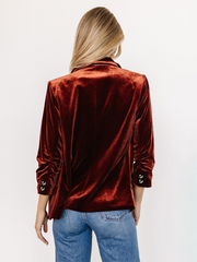 Velvet Blazer with Lapel and Pockets