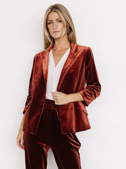 Velvet Blazer with Lapel and Pockets