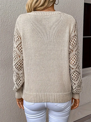 V-Neck Long Sleeve Solid Colour Sweater