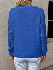 V-Neck Long Sleeve Solid Colour Sweater