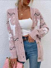 Knit Christmas Cardigan Sweater with Pockets in 4 Colors S-L