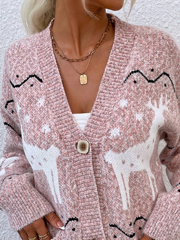 Knit Christmas Cardigan Sweater with Pockets in 4 Colors S-L