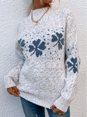 Mock Neck Snowflake Christmas Sweater