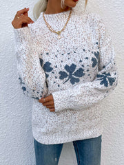 Mock Neck Snowflake Christmas Sweater