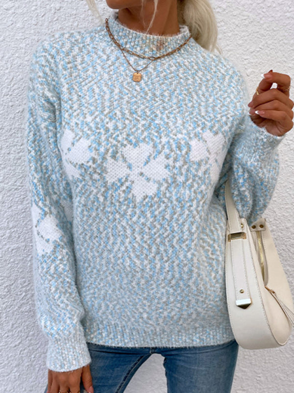 Mock Neck Snowflake Christmas Sweater