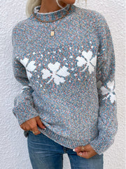 Mock Neck Snowflake Christmas Sweater