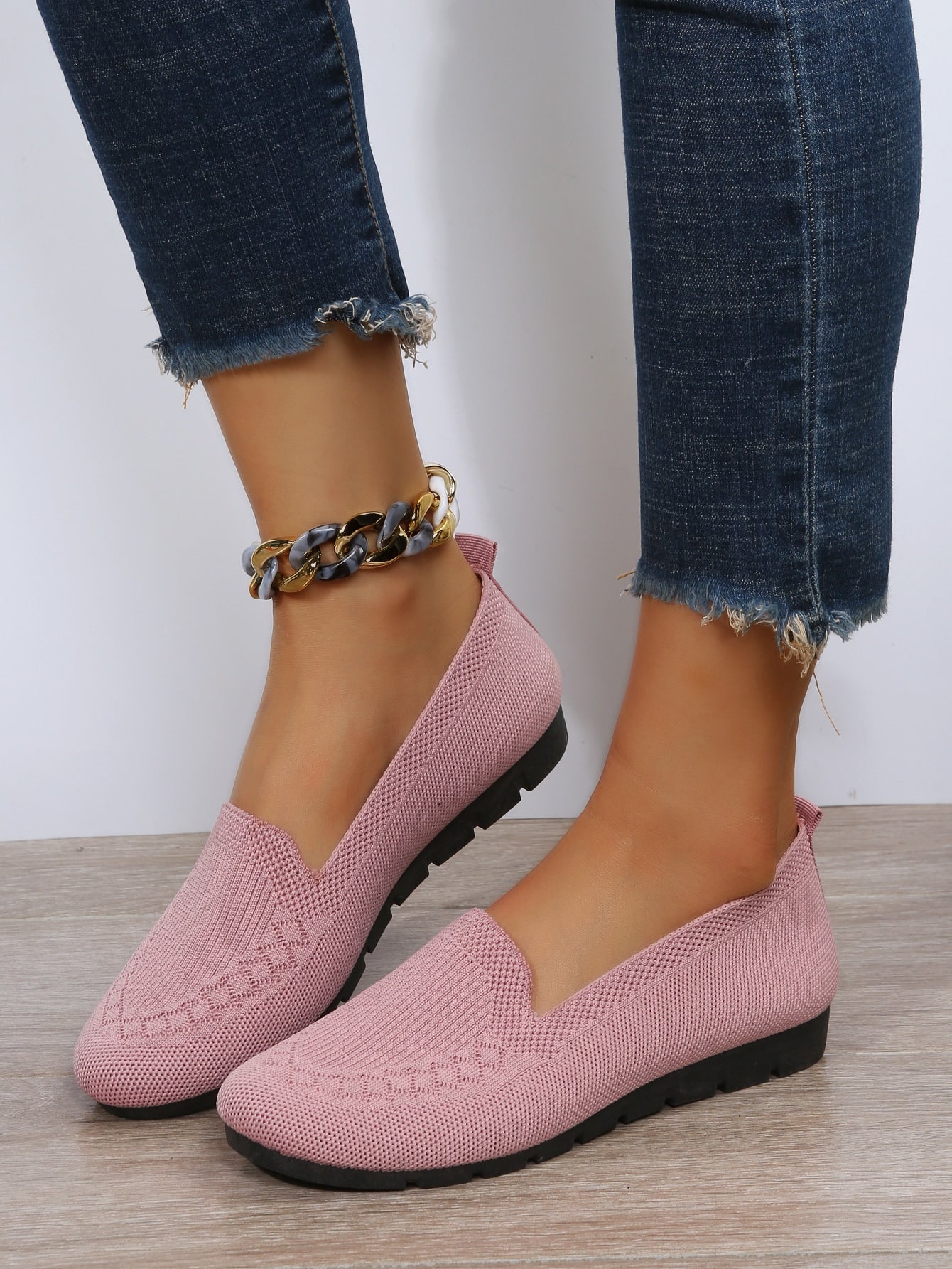 Pink Closed Toe Slip-On Loafers