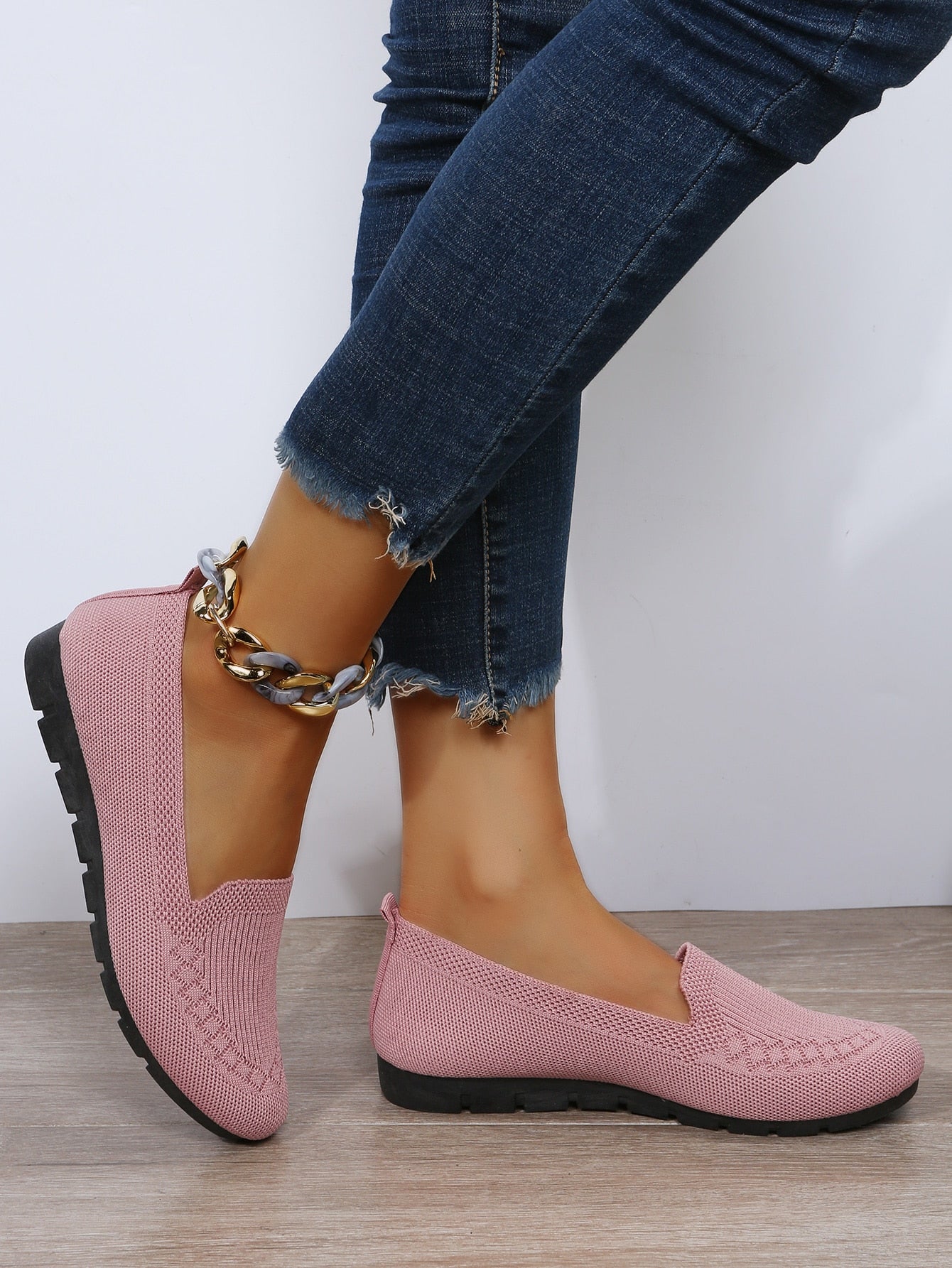 Pink Closed Toe Slip-On Loafers