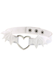 Gothic Punk Bat Wings Heart Leather Choker