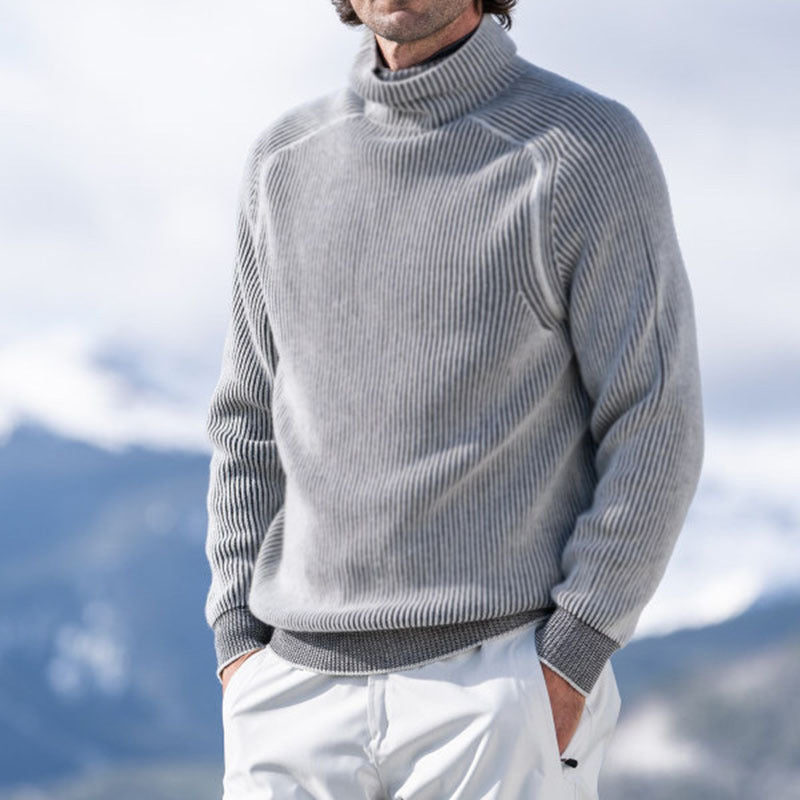 Men's High Collar Long Sleeve Knit Sweater in 5 Colors M-3XL