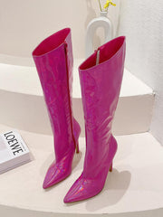 Colorful Shiny Pointed Toe High Heel Boots